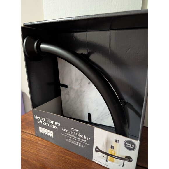 NEW Better Home & Gardens Corner Assist Bar With Marble Acrylic Shelf ADA Helper - Picture 2 of 5